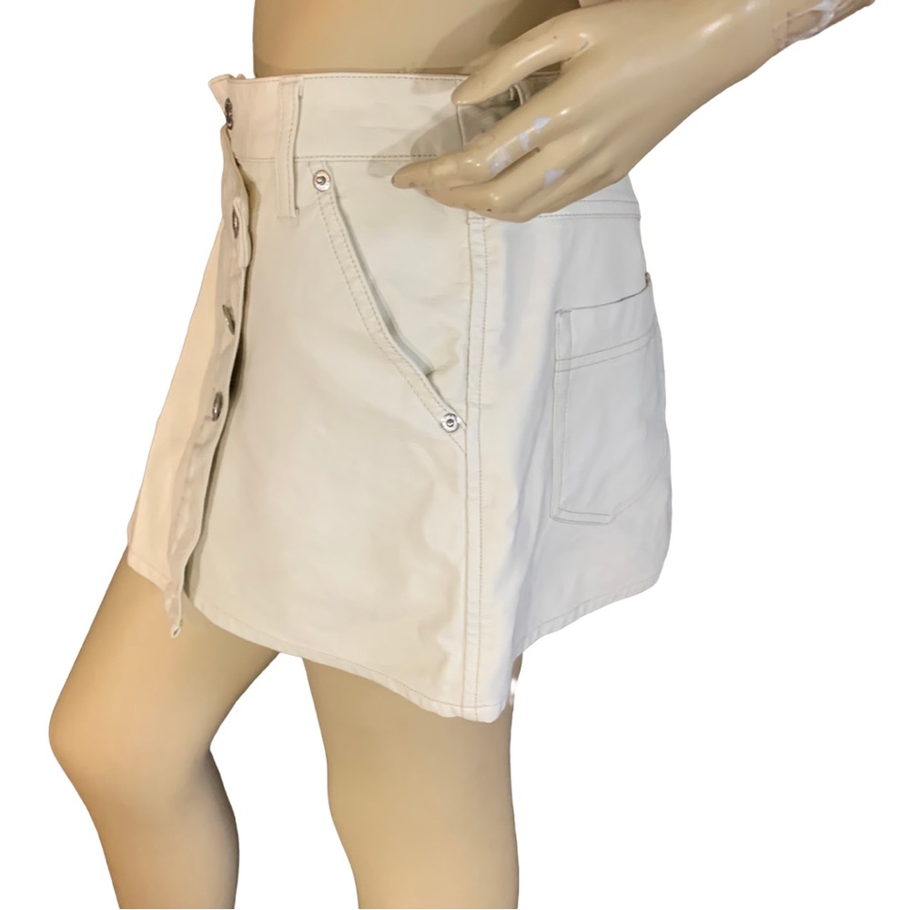 WE THE FREE "WYNNE" FREE PEOPLE FAUX LEATHER BONE CREAM MINI SKIRT (29/M) - Picture 3 of 12